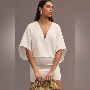 Mare Mare Anthropologie Veronica V-Neck Flare Sleeve in white